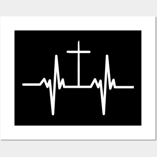 Christian Cross Heart Beat Vital Signs Design Posters and Art